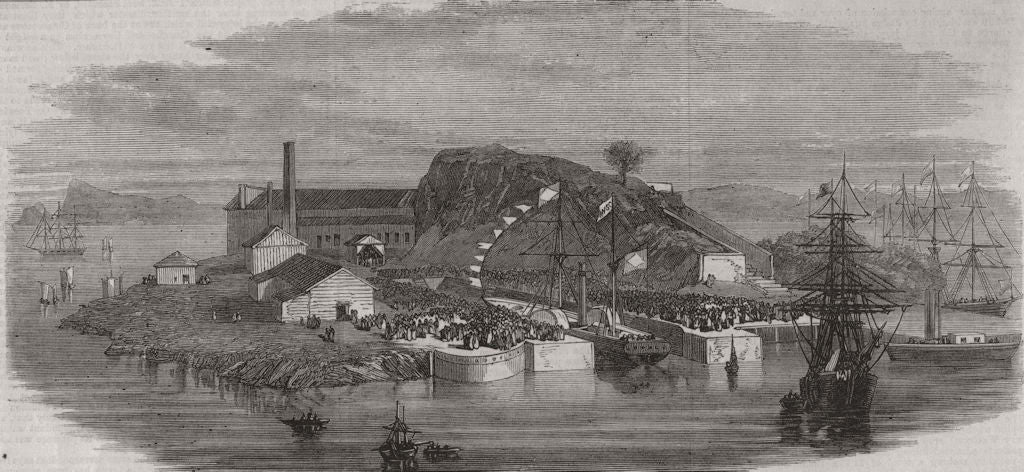 BRAZIL. New dry dock at Rio de Janeiro 1868 old antique vintage print picture